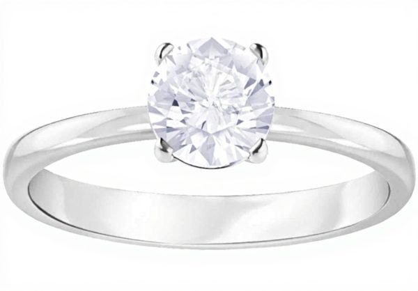 Anello Swarovski Attract Rotondo Bianco placcato rodio