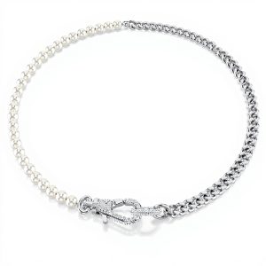 Collana Swarovski Dextera perle bianche placcato rodio