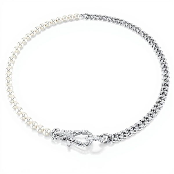 Collana Swarovski Dextera perle bianche placcato rodio