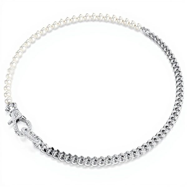 Collana Swarovski Dextera perle bianche placcato rodio