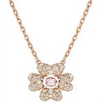 Pendente Quadrifoglio Swarovski oro rosa ciondolo donna