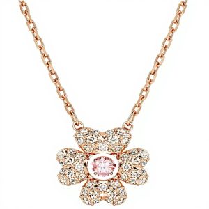 Pendente Quadrifoglio Swarovski oro rosa ciondolo donna