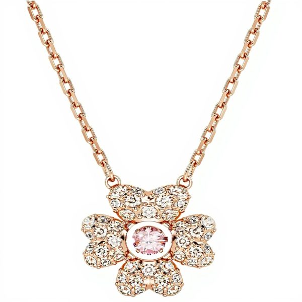 Pendente Quadrifoglio Swarovski oro rosa ciondolo donna