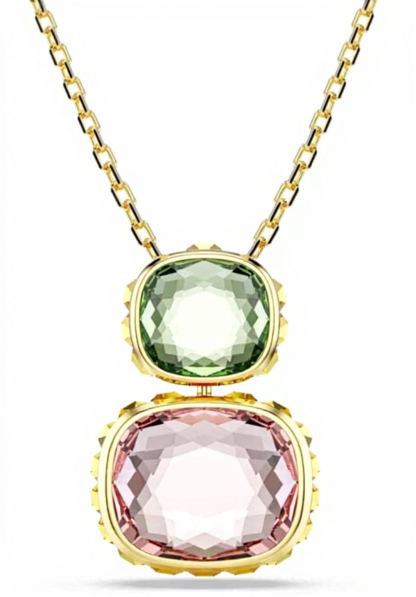Swarovski Chroma Twist Pendant Necklace Multicolor Gold