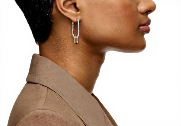 Orecchini a cerchio Swarovski Dextera bianco cristalli pavé