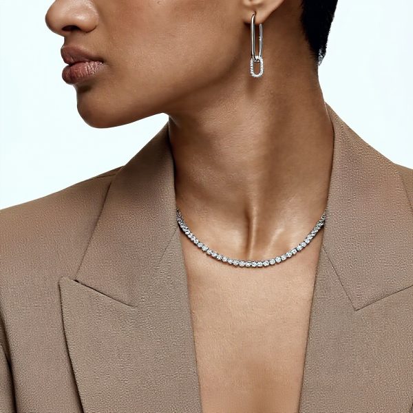 Orecchini a cerchio Swarovski Dextera bianco cristalli pavé