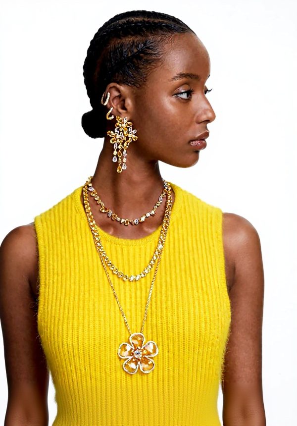 Swarovski Gema Collana Gioielli Cristalli Giallo Oro Donna
