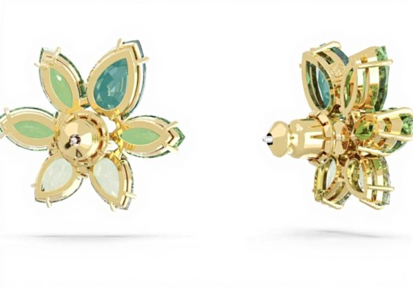 Swarovski Gema Orecchini Cristalli Verdi Design Floreale