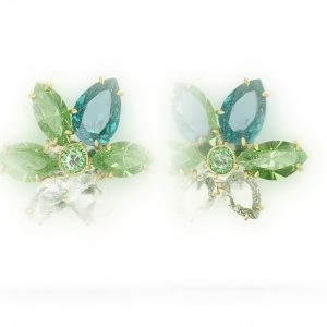 Swarovski Gema Orecchini Cristalli Verdi Design Floreale