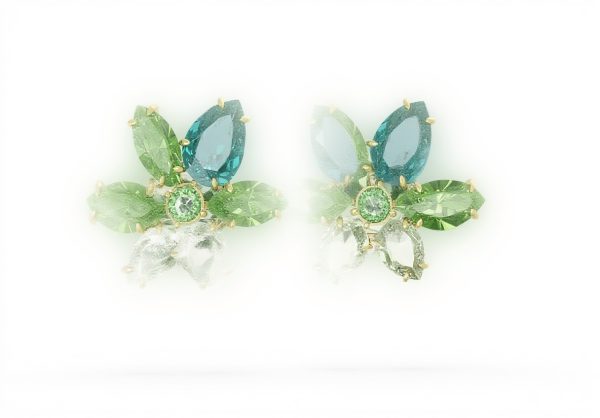 Swarovski Gema Orecchini Cristalli Verdi Design Floreale