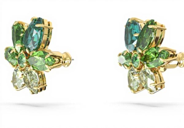 Swarovski Gema Orecchini Cristalli Verdi Design Floreale