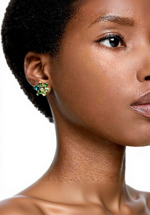 Swarovski Gema Orecchini Cristalli Verdi Design Floreale