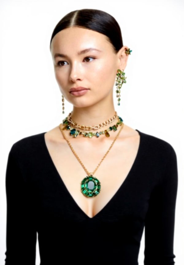 Swarovski Gema Orecchini Cristalli Verdi Design Floreale