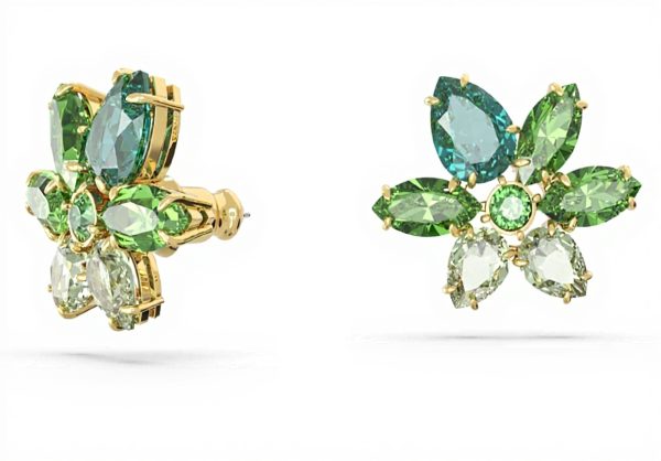 Swarovski Gema Orecchini Cristalli Verdi Design Floreale