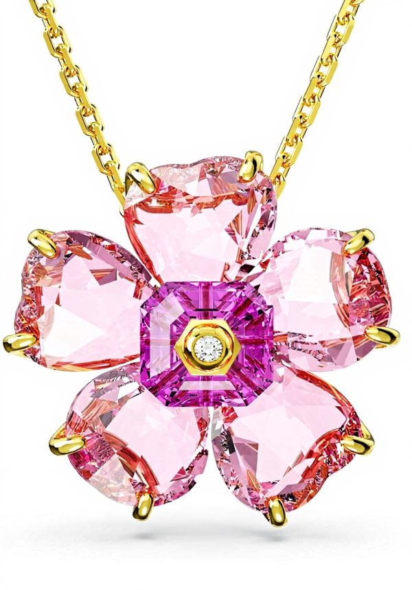 Swarovski Idyllia Collana Cristalli Rosa Oro Donna Gioielli