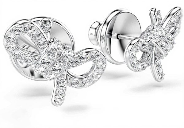 Orecchini Swarovski Lifelong Fiocco Bianco Cristalli Pavé