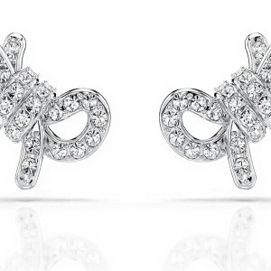 Orecchini Swarovski Lifelong Fiocco Bianco Cristalli Pavé