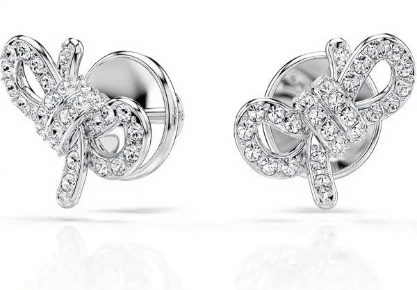 Orecchini Swarovski Lifelong Fiocco Bianco Cristalli Pavé