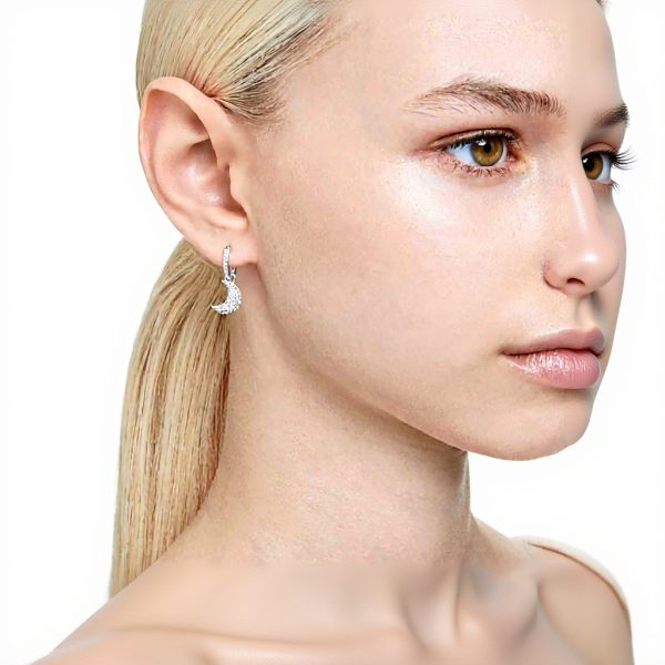 Swarovski Luna Orecchini Cristalli Rodio Collezione Donna