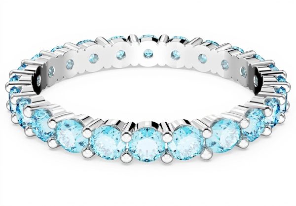 Swarovski Matrix Ring Women Rhodium Blue Crystal Jewelry