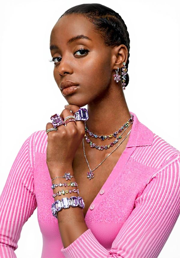 Swarovski Matrix Ring Women Rose Gold Plated Baguette