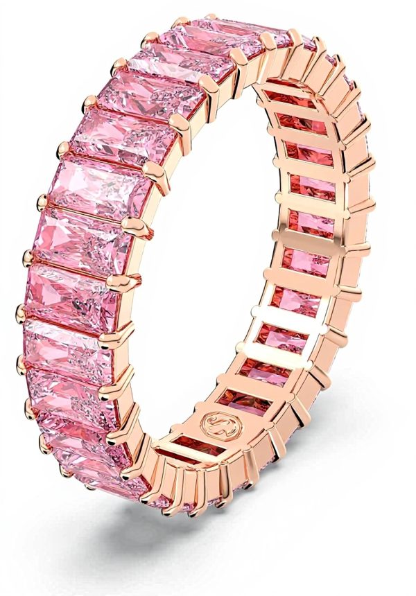 Swarovski Matrix Ring Women Rose Gold Plated Baguette