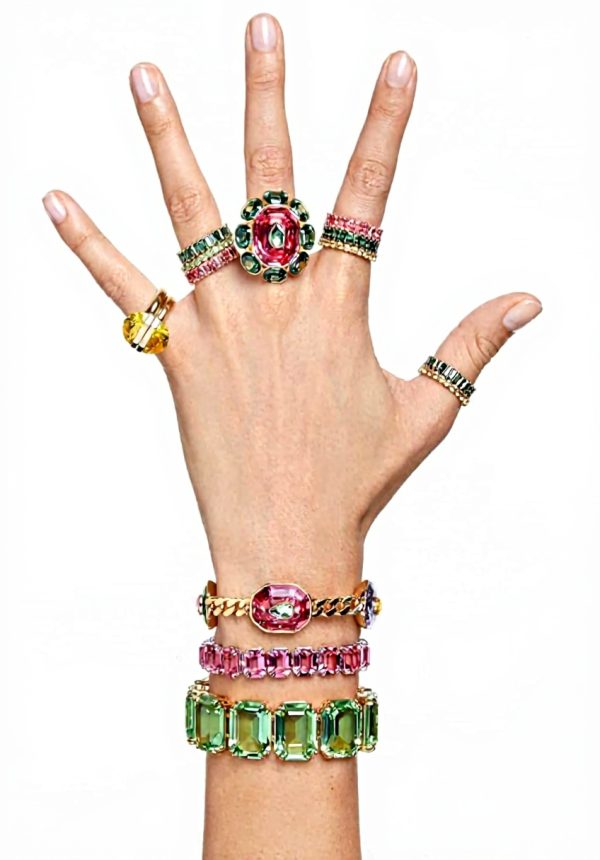 Swarovski Matrix Ring Women Rose Gold Plated Baguette