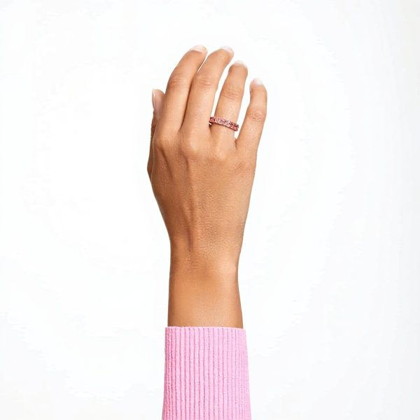 Swarovski Matrix Ring Women Rose Gold Plated Baguette