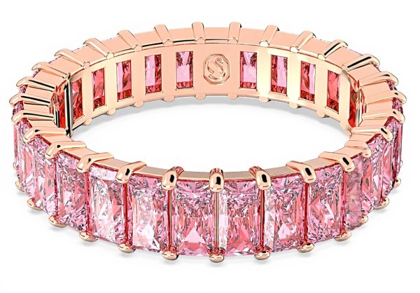 Swarovski Matrix Ring Women Rose Gold Plated Baguette