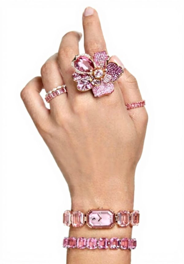 Swarovski Matrix Ring Women Rose Gold Plated Baguette