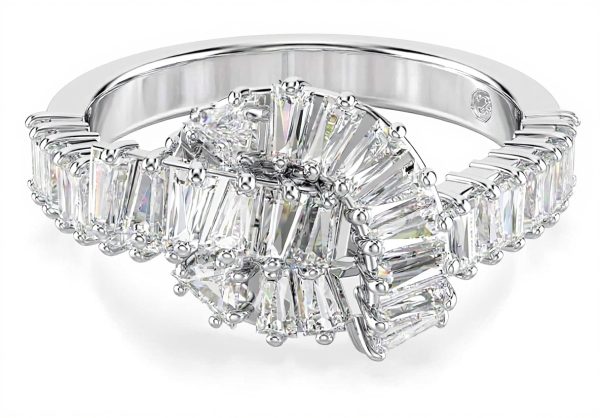 Swarovski Matrix Anello Baguette Nodo Rodio Donna Gioielli