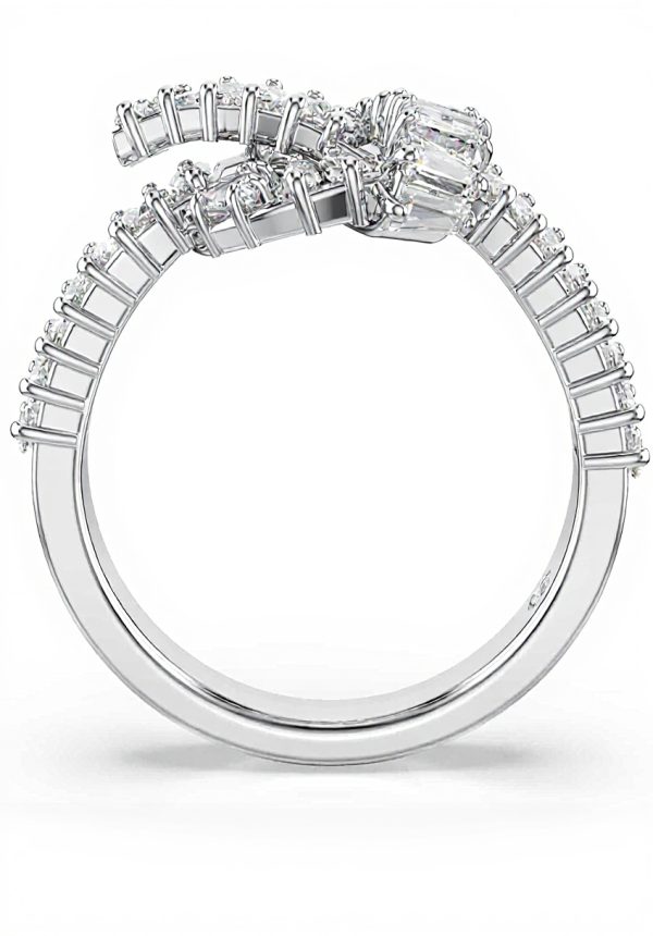 Swarovski Matrix Anello Baguette Nodo Rodio Donna Gioielli