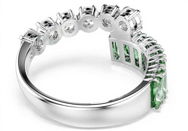 Swarovski Matrix Ring Green Zirconia Rhodium Plated Womens