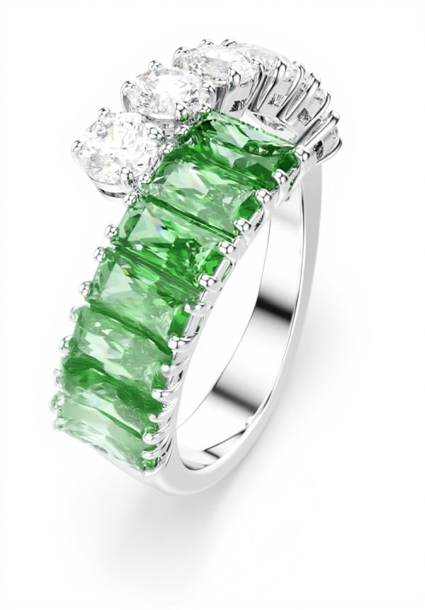 Swarovski Matrix Ring Green Zirconia Rhodium Plated Womens