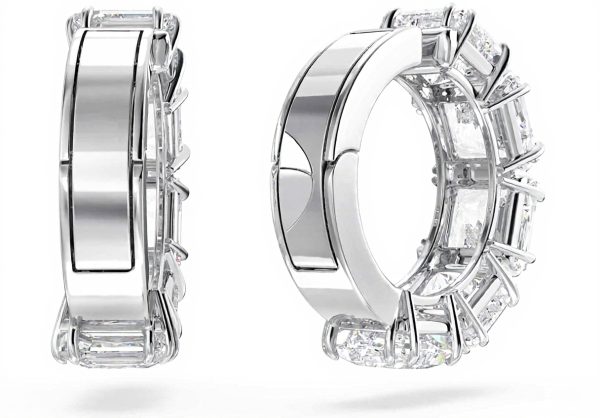 Swarovski Matrix Clip Earrings Rhodium Plated Crystals