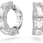 Swarovski Matrix Clip Earrings Rhodium Plated Crystals