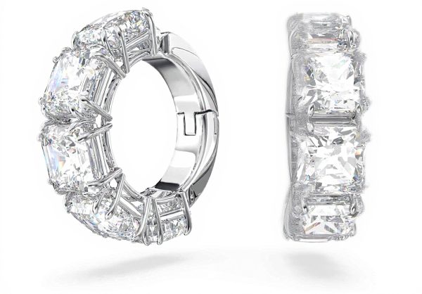 Swarovski Matrix Clip Earrings Rhodium Plated Crystals