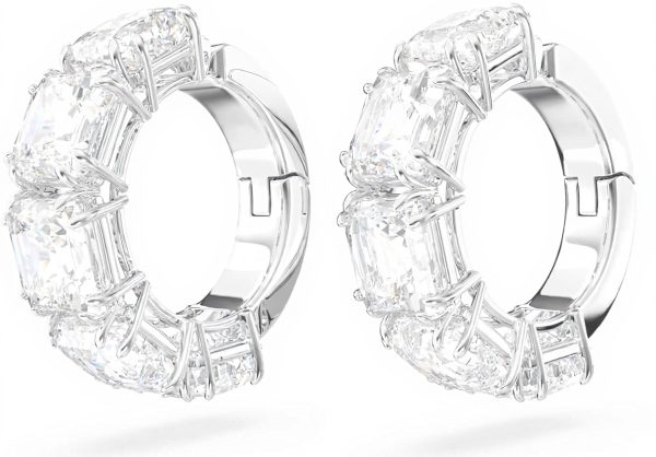 Swarovski Matrix Clip Earrings Rhodium Plated Crystals