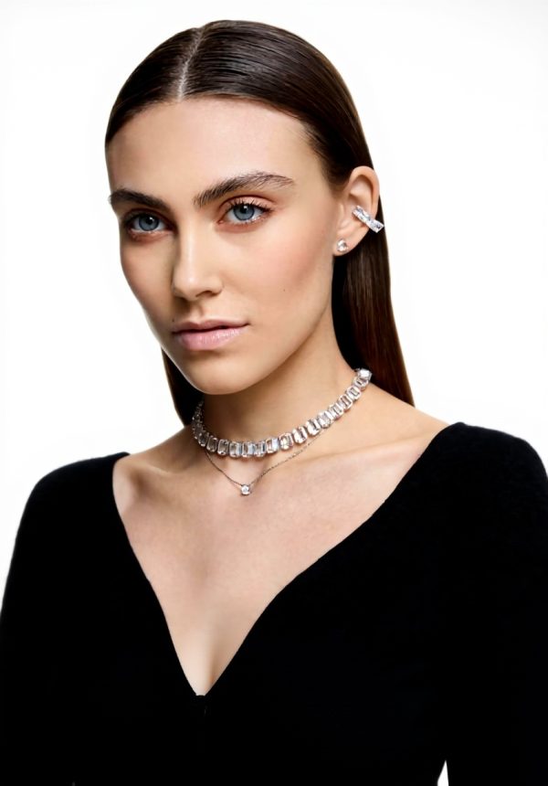 Swarovski Matrix Clip Earrings Rhodium Plated Crystals