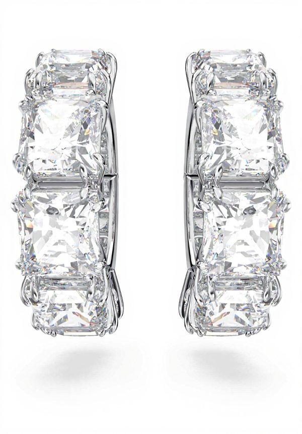 Swarovski Matrix Clip Earrings Rhodium Plated Crystals