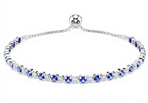 Swarovski Matrix Tennis Bracelet Women Rhodium Blue Zirconia