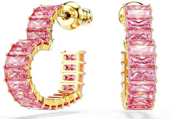 Swarovski Matrix Heart Creole Earrings Pink Zirconia