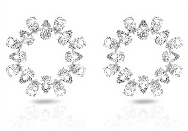 Matrix Earrings Swarovski Crystal Pear Cut Rhodium Plated