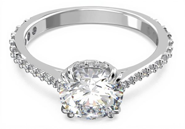 Swarovski Stilla Cocktail Ring White Pave Women Jewelry