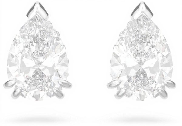 Swarovski Stilla Earrings Pear Cut Crystals Rhodium Plating