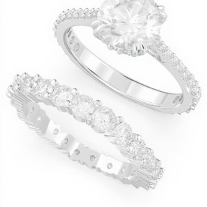 Anelli Swarovski Stilla set 2 pezzi rodio bianco donna