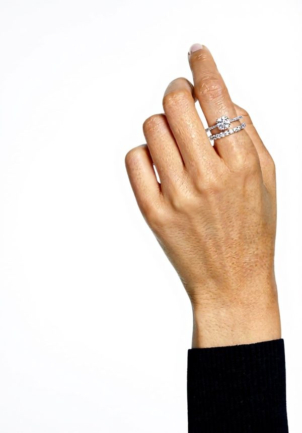 Anelli Swarovski Stilla set 2 pezzi rodio bianco donna