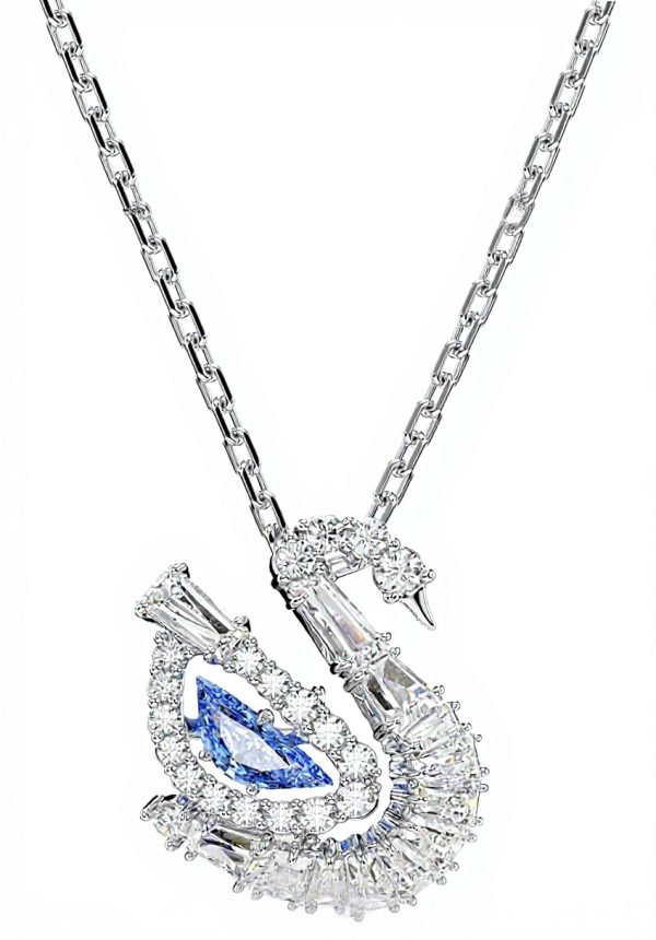 Swarovski Swan Pendant Necklace Blue Crystal Jewelry Women