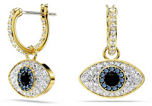 Swarovski Symbolica Earrings Gold Blue Crystal Hoop Women