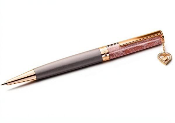 Swarovski penna a sfera rosa cristallo oro donna elegante